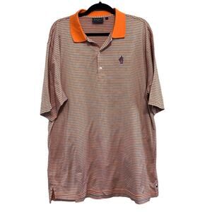 Bobby Jones Players Orange Blue Striped Golf Polo Shirt L